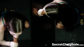 Bruneaxis Abbey's First Gloryhole Blowjob