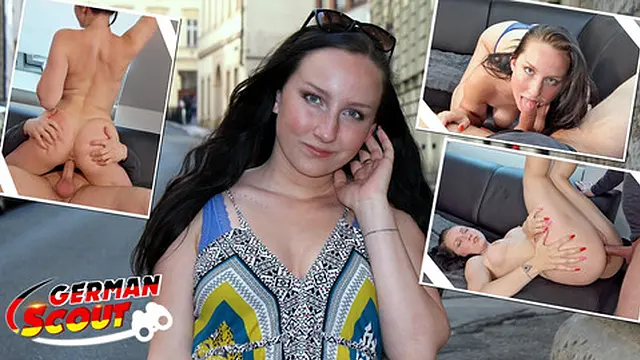 German scout picks up 18 Bella for a street fuck