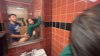 Grocery Store Bathroom Fuck Risky Sex with Busty Hailey Rose