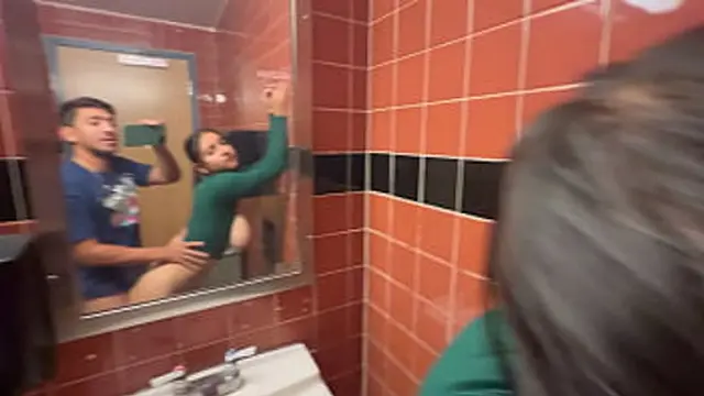 Grocery Store Bathroom Wild Fuck Risky Sex with Busty Hailey Rose