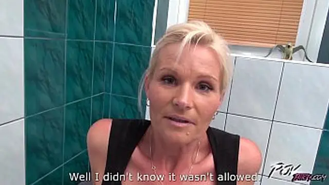 Blonde cleaner gets rough action from her boss in a twisted office scene