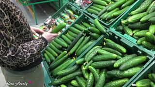 The Biggest Cucumber in the Store Will Fuck My Kinky Friend's Wet Pussy Today - Fetish Plant Dildo Play POV