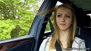 Stranded blonde teen fucking in car pov
