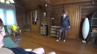 Chubby lesbians deep-throating and stretching in doggie style