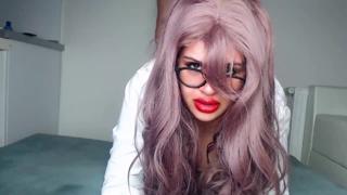 Beautiful Stepsister with Large Breasts Tempted Me with Her Red Lipstick