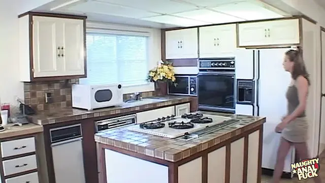 Blonde babe devoured by massive rear-entry sex bash &mdash;  sloppy talks & dirty food flix